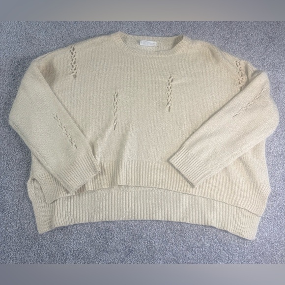 The Native One Boutique Boxy Crop Cream textured casual  Knit Sweater –  small - Picture 1 of 6